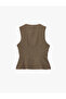Slim Fit V-Neck Buttoned Striped Blazer Vest - 2