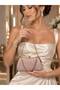 Rose Powder Color Striped Material Design Evening Dress Clutch Chain Strap Hand-Held Wedding Engagement Evening Bag - 2