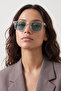 Retro Square Transparent Frame Blue Glass Sunglasses