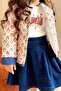 Floral Patterned Seasonal Jacket Coat Navy Blue - 2