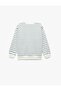 Long Sleeve Crew Neck Striped Sweatshirt - 5