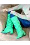 Pusi Green Suede Gusseted Above the Knee Boots - 3