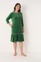 Women's Buttoned Cotton Blend Velvet Dress / Green 3977 - 2