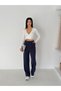 Women's Navy Blue High Waist Crepe Palazzo Trousers Elt10016 - 5