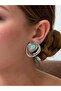 Mint Green Stone Geometric Steel Earrings - Silver - 2