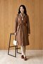 Double Pocket Belted Leather Trench Coat Women's Tan