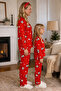 Mother Daughter Pajamas Set Red Color Panda Pattern Long Sleeve Comfortable Home Wear Set - 3