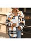 Women's White Orange Plaid Shirt - 6