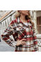 Women's Red Multicolor Plaid Long Sleeve Shirt - 6
