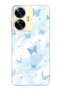 Realme C55 Compatible Pastel Blue Butterfly Pattern Transparent Phone Case