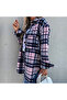 Women's Pink Plaid Oversized Shirt - 5