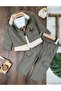Bear Printed Gabardine Jacket Long Sleeve Badi Lycra Gabardine Cargo Pants 3-Piece Baby Boy Set