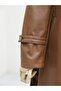 Double Pocket Belted Leather Trench Coat Women's Tan - 3