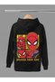 Spider Man Printed Cotton Long Sleeved 3-Yarn Hooded Sweatshirt