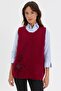 Women's Crew Neck Cross Patterned Short Wool Vest V.Çürüğü - 3