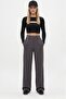 Lycra Series Lift Ornamentally Stitched Flexible Dark Anthracite Palazzo Trousers