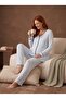 Viscose Textured Front Buttoned Blue Maternity & Pregnancy Pajama Set - 5
