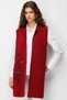 Women's Polo Collar Floral Embroidered Open Front Long Wool Vest V.Çürüğü - 3