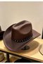 Brown Western Cowboy Hat with Leather Band and Stud Detail - 3