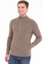 Mink Men's 40% Wool 40% Cotton 20% Acrylic Ribbed Plain Knit Full Zipper Stand Collar Knitwear Cardigan Trist- - 3