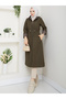 Leopard Print Inside Detail Hooded Trench Coat with Elastic Waist Mde1205010 - 5