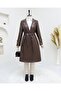 Double Pocket Belted Leather Trench Coat Women's Brown - 5