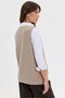 Women's Crew Neck Cross Patterned Short Wool Vest K.Beige - 3