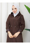 Leopard Print Inside Detail Hooded Trench Coat with Elastic Waist Mde1205010 - 4