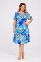 Women's Plus Size, Colorful, V-Neck, Waist Gathered, Patterned Dress 65N39621 - 4