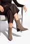 Women's Pointed Toe Thick Heeled Boots Esvon Mink - 2