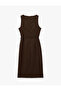 Belted A-Line Crew Neck Sleeveless Long Dress - 6