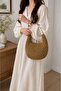 Women's Straw Weave Bag – Handmade Beaded Handle Shoulder and Hand Bag – Bohemian Summer Shoulder Bag