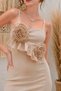 Women's Rope Strap Rose Detailed Ruffle Evening Dress - 3