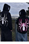 Lover - Friend Couple Combination Spider-Man Back and Hood Print Special Design Hooded Sweatshirt 2-Piece Set