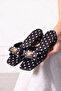 Algero Black Satin Polka Dot Women's Slippers with Gold Drop Accessories and Short Heels - 3