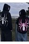 Dear Couple Combination Spider-Man Back Printed Design Hooded Sweatshirt Set of 2