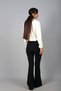 Women's Spanish Flare Lycra Crepe Trousers with Waist Belt - 4