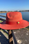 Winter Women's Fedora Hat |   Tile Orange Wide Brim Felt Fedora - 6