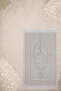 Glittery Prayer Rug with Tassels and Traditional Motifs - Light Beige - 2