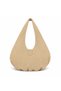 Noire Stud Women's Beige Suede Hobo Shoulder Bag – Wide Model with Silver Buckle and Metal Detail - 4