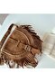 Women's Brown Canvas Fringe Crossbody Shoulder Bag - 4
