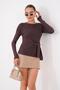 Women's Side Tie Detailed Crew Neck Long Sleeve Blouse 265071 - - 4