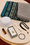 8-Piece Umrah Gift Set Prayer Rug, Skull Cap, Prayer Beads, Scarf, Necklace, Bracelet, Essence - 2