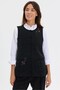 Women's Crew Neck Knitted Rose Embroidered Short Wool Vest Black - 2