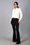 Women's Spanish Flare Lycra Crepe Trousers with Waist Belt