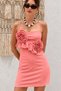 Women's Rope Strap Rose Detailed Ruffle Evening Dress