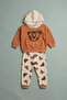 Baby Boy Tiger Patterned Hooded Waffle Textured 2-Piece Set