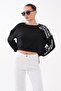 Women's Oversize Short Sweatshirt with Sleeve Print Detail 265140 - - 3