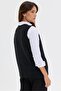 Women's Crew Neck Knitted Rose Embroidered Short Wool Vest Black - 4