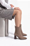 Women's Pointed Toe Thick Heeled Boots Esvon Mink - 6
